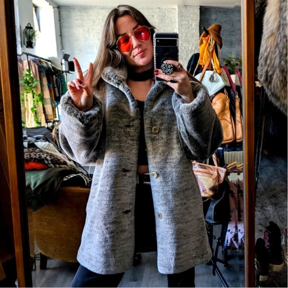 Jones New York Light Gray Teddy Jacket
